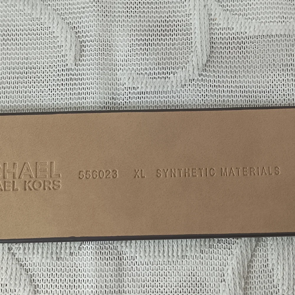 Authentic Michael Kors Womens Gold MK Buckle Belt Light Brown Signature Belt - Picture 6 of 14